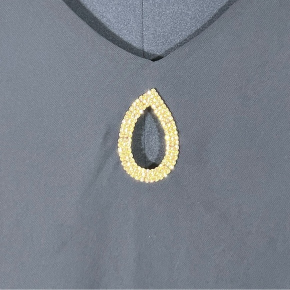 Onyx Nites Navy Flutter Sleeve Chiffon Shift Ruffled Hem Party Dress Sz 8 - Picture 6 of 9